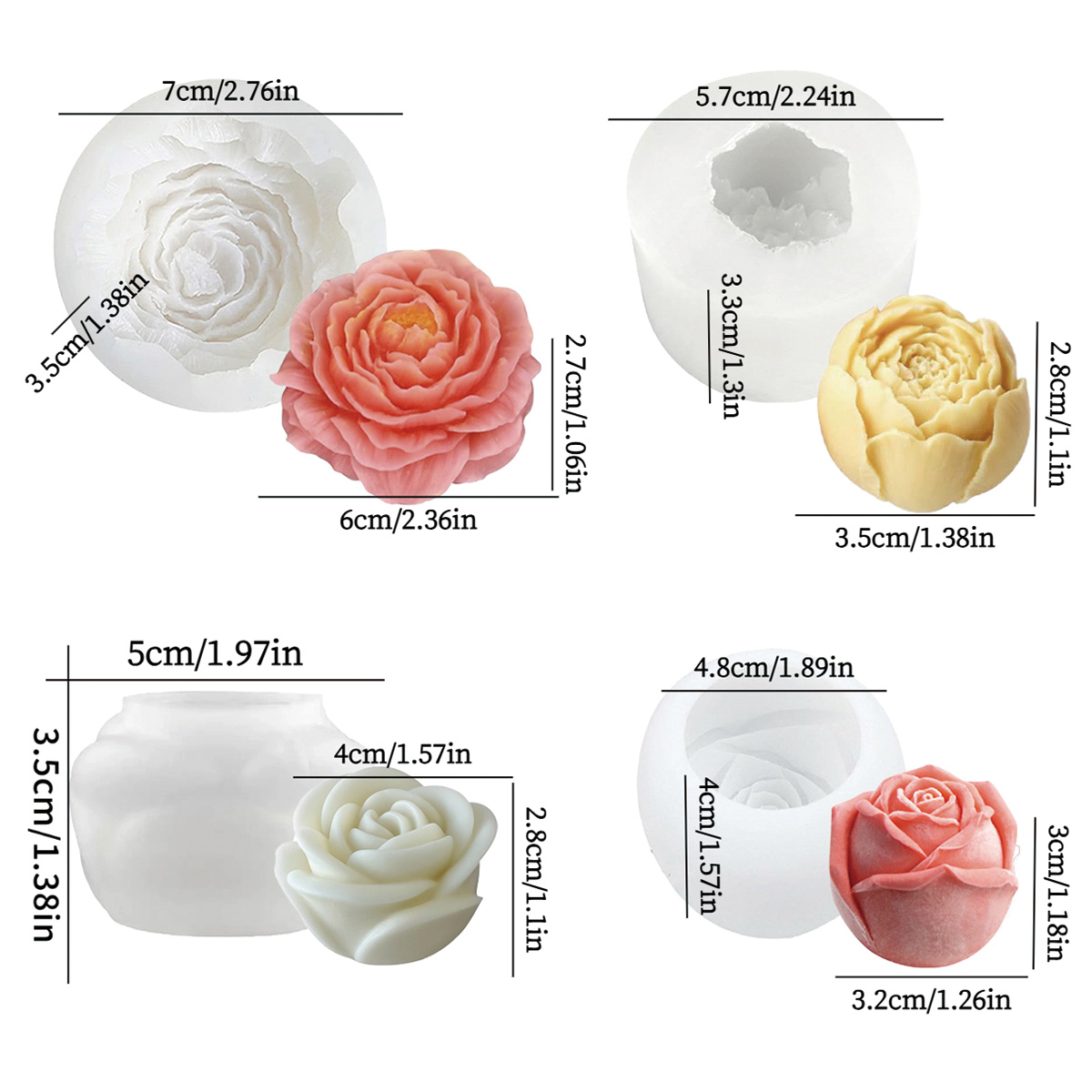 Florist Supply Bulk - 4pcs Floral Mold Set - Peony,