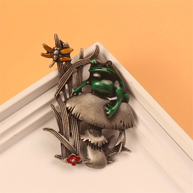 Vintage Animal Brooch Dog Cat  - Flower Frog Pin review and price